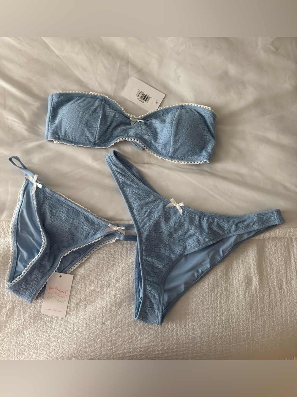 3 pcs Dippin daisys Blue Bandeau Bikini Set